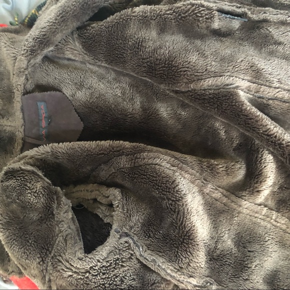 Via Spiga Faux Suede Leather Hooded Fleece Coat - Picture 8 of 8